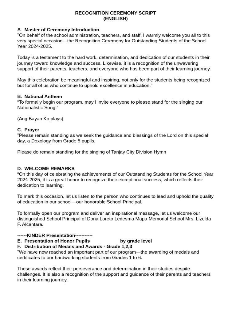 Recognition Script - English | PDF