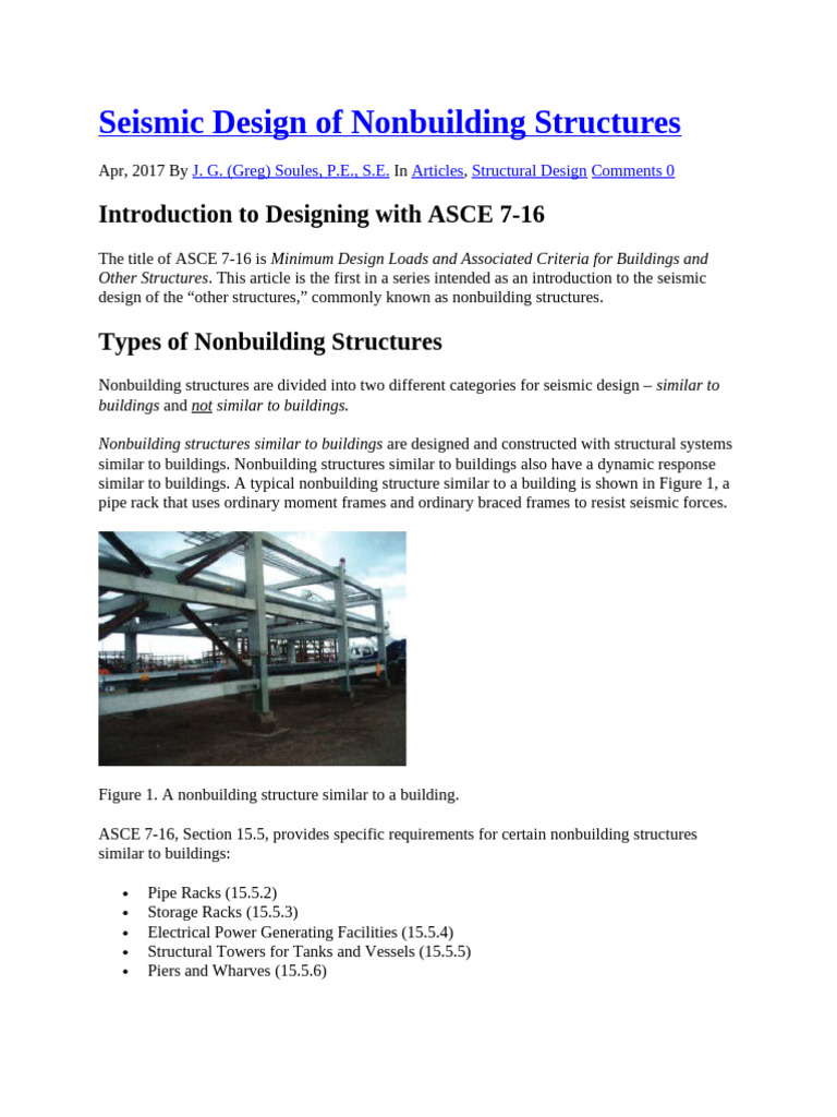 Seismic Design for Nonbuilding Structures | PDF | Acceleration | Risk