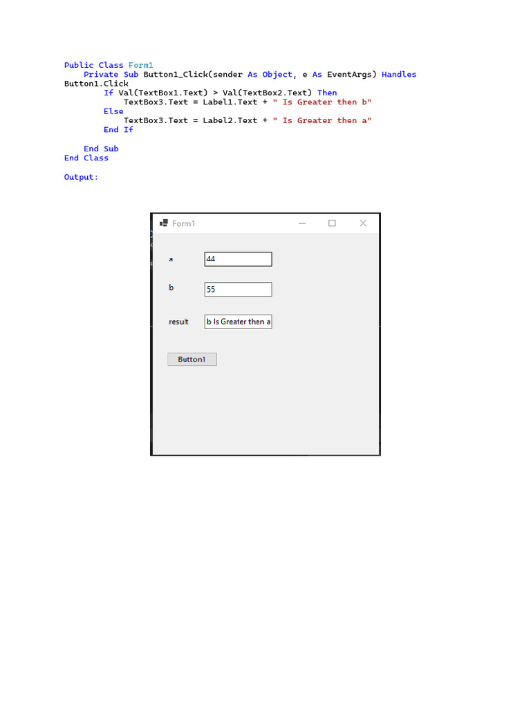 Visual Basic Conditional Logic Examples | PDF