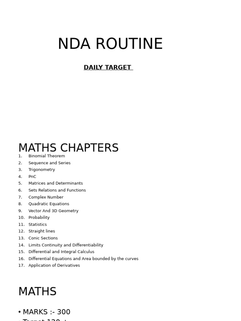 Nda Routine: Daily Target | PDF