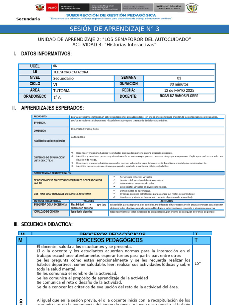 Sesion 3 - Unidad 2 | PDF | Aprendizaje | Evaluación