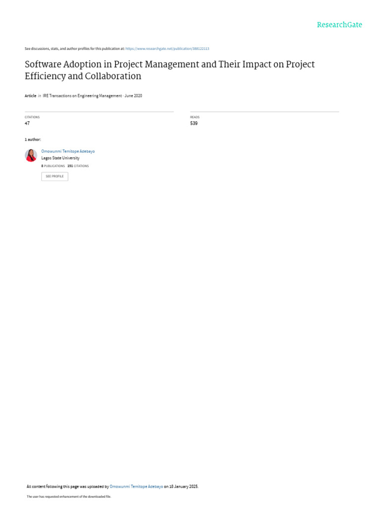 Software Adoption in Project Management | PDF | Agile Software ...