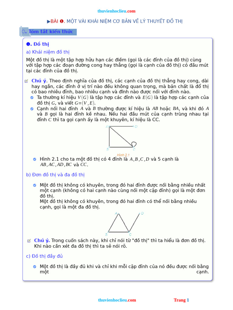 Cac Dang Bai Tap Ly Thuyet Do Thi On Thi TN THPT | PDF