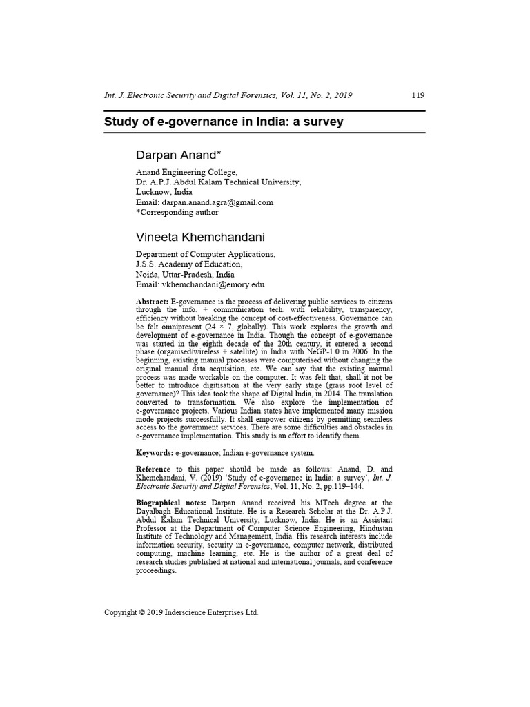 Study of e Governance in India A Survey | PDF | Smartphone | Mobile App
