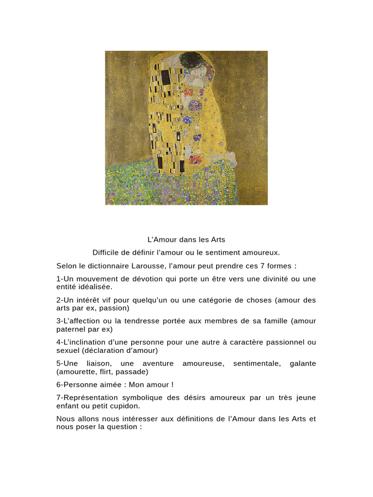 L'Amour dans l'Art : Le Baiser de Hayez | PDF | Arts | Amour