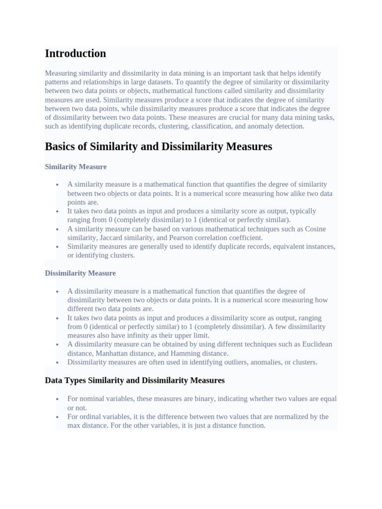 Similarity and Dissimilarity Measures in Data Mining | PDF | Cluster ...