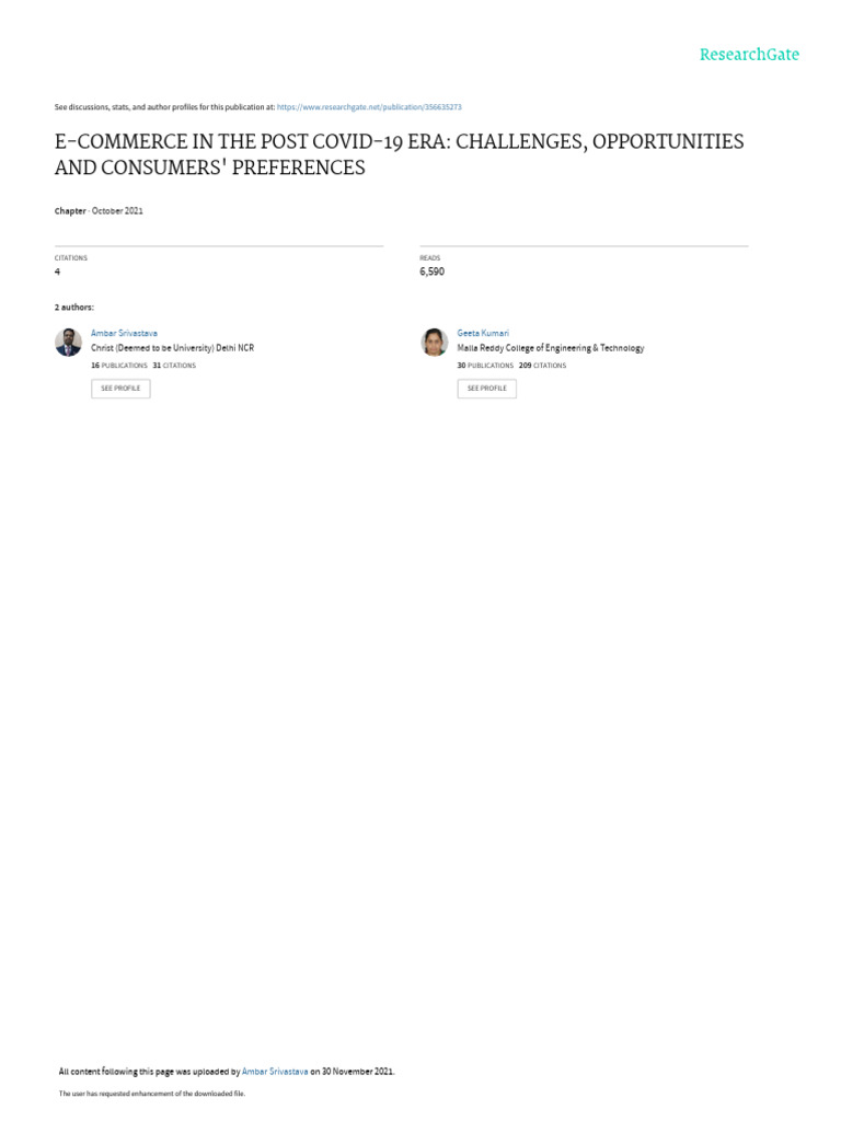 Post-COVID E-Commerce Trends & Insights | PDF | E Commerce | Online ...