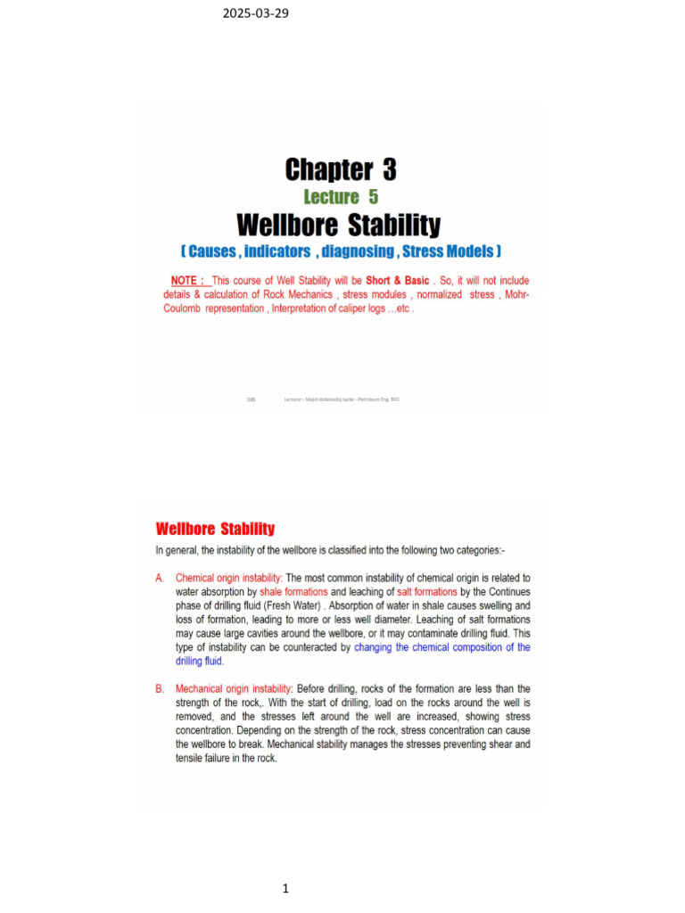 Wellbore Stability Pdf