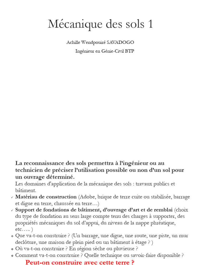 Mécanique des sols : Propriétés et Applications | PDF | Sol (pédologie ...