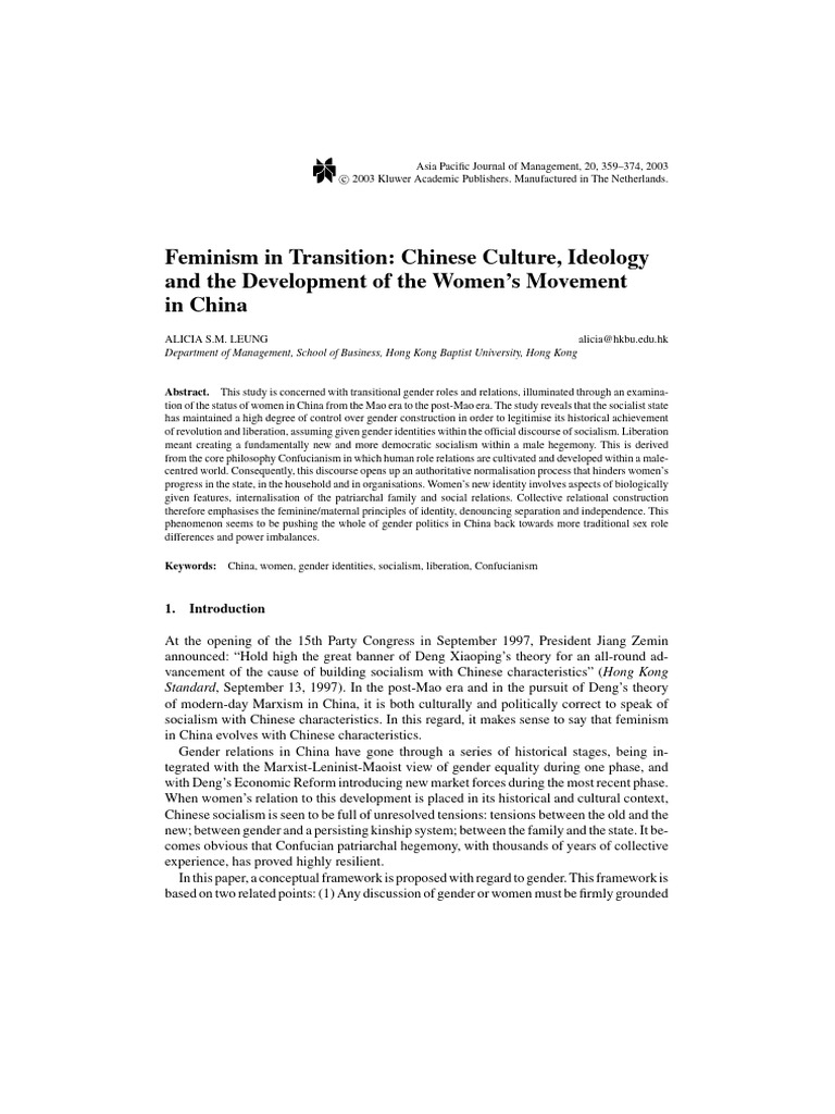 Feminism and Gender Roles in China | PDF | Maoism | Feminism