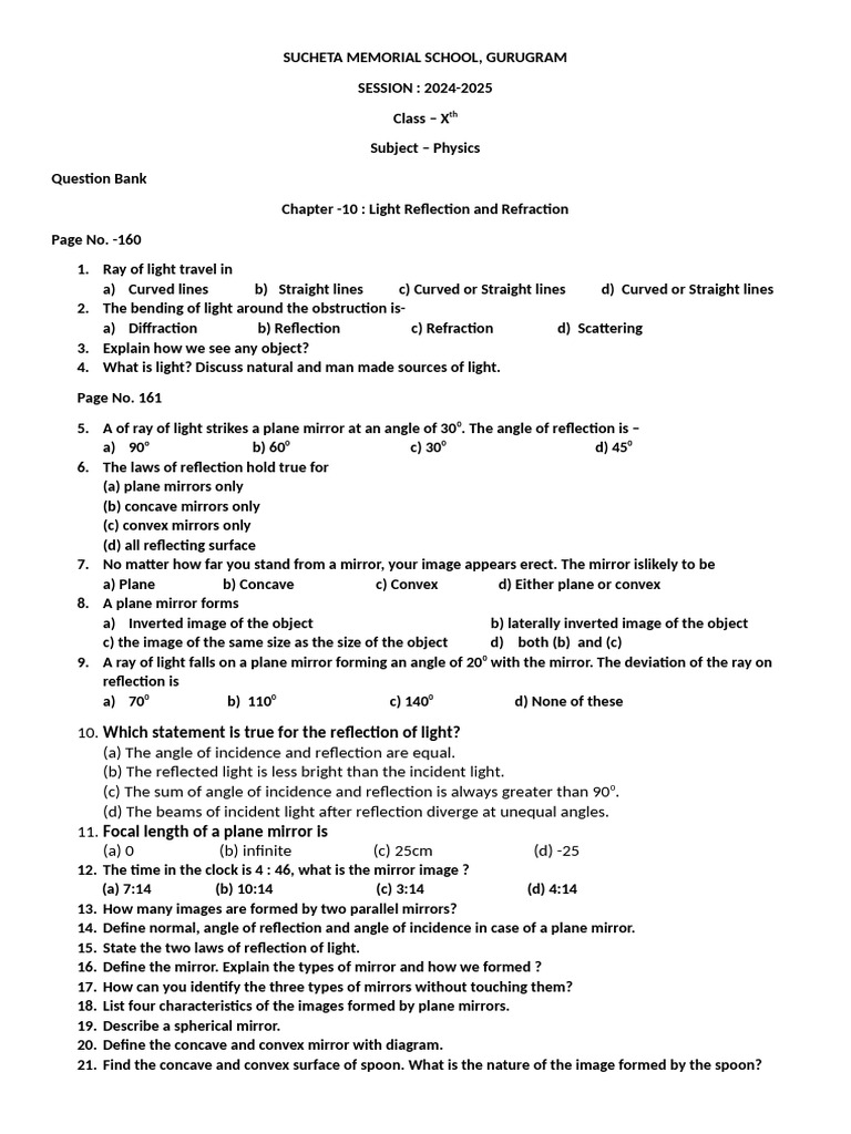 Reflection and Refraction | PDF | Mirror | Reflection (Physics)