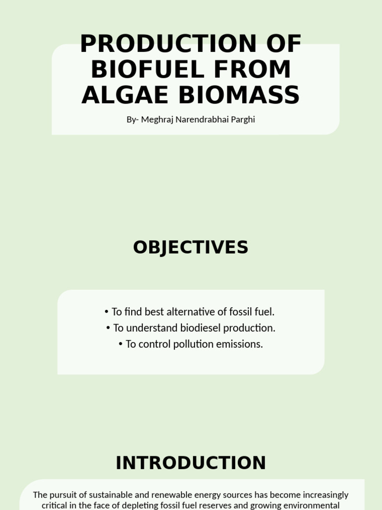 Algae Biodiesel Production Insights | PDF | Algae Fuel | Biofuel