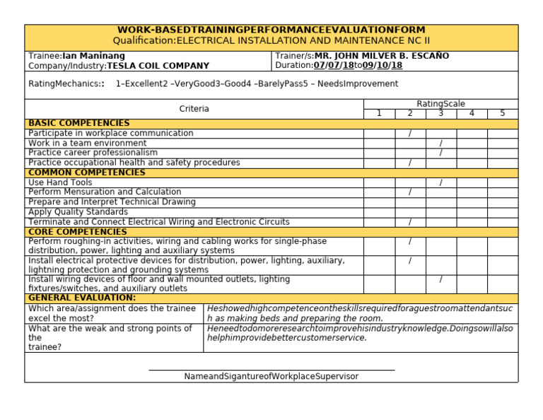 Milver's Evaluation of Trainee Performance | PDF