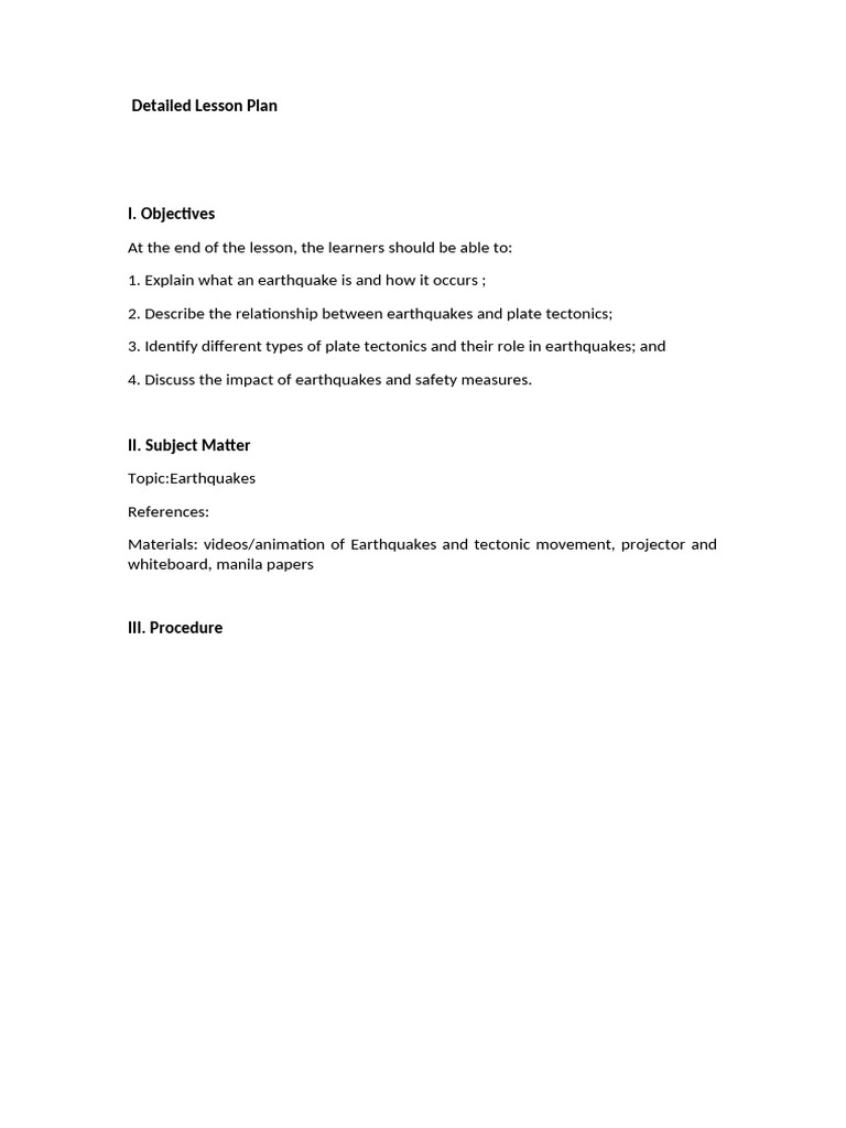 Earthquake Lesson Plan for Students | PDF | Earthquakes | Seismology