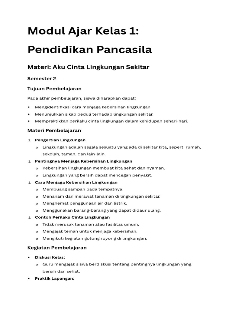 Modul Ajar Kelas 1 Pendidikan Pancasila | PDF