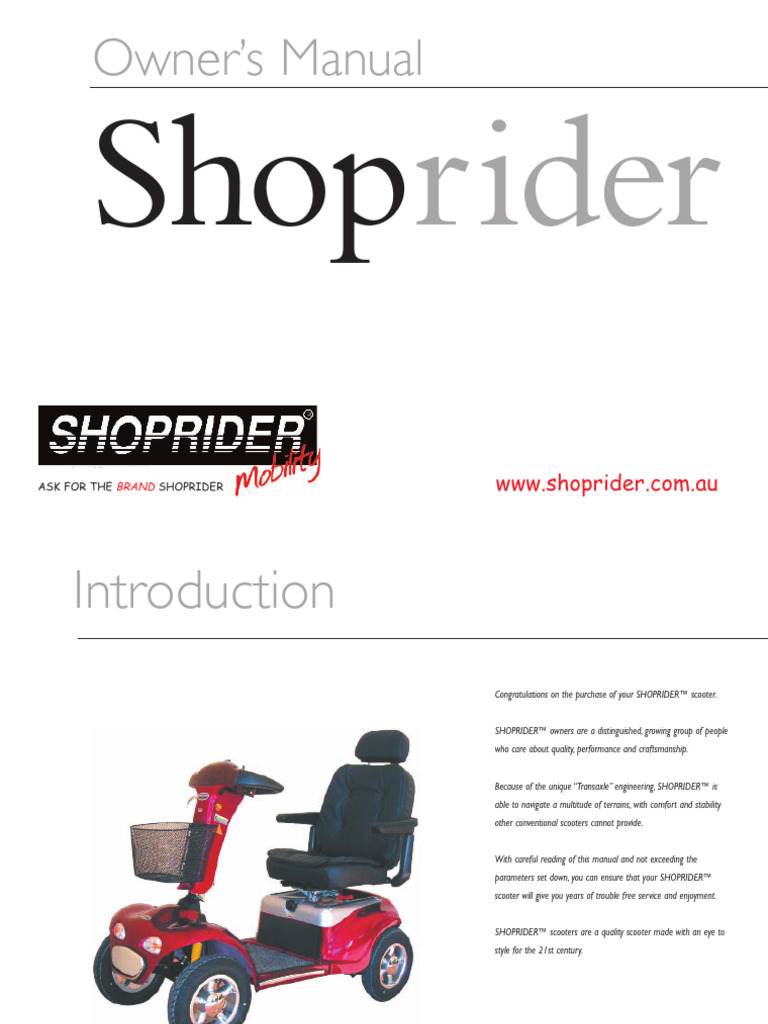 Shoprider Scooter Owner's Manual | PDF | Electromagnetic Interference ...