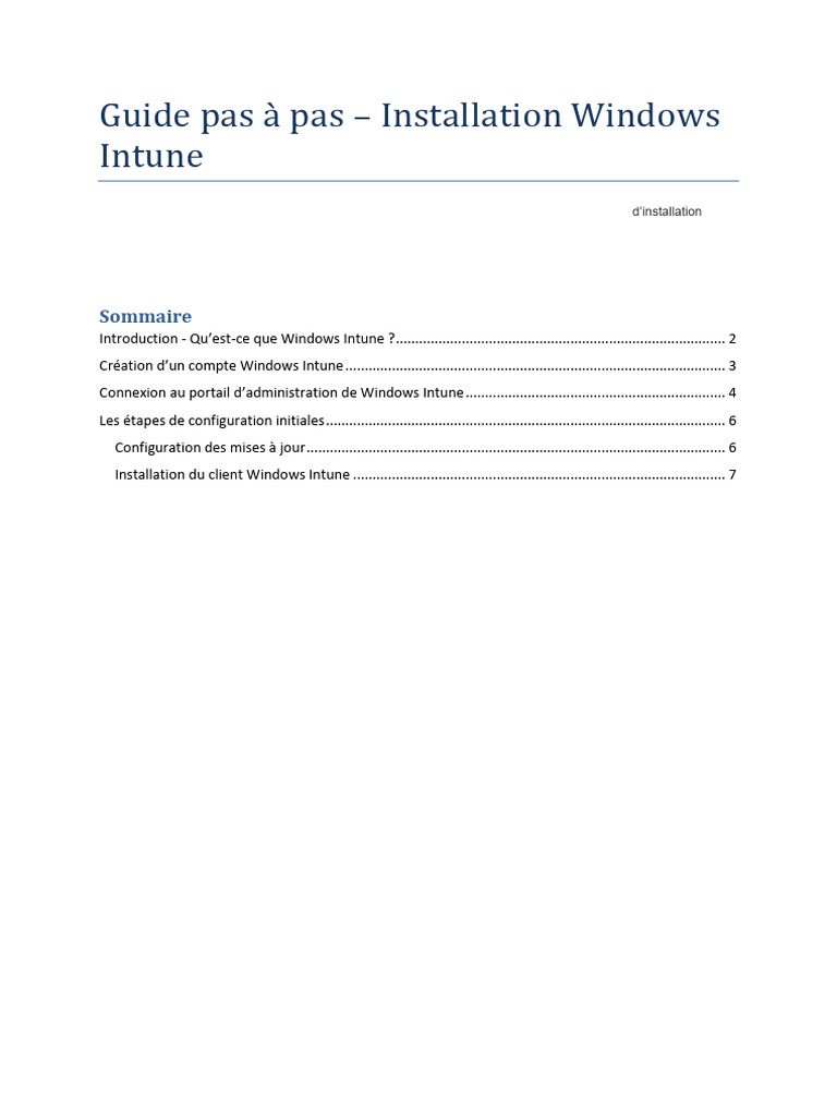 Installation de Windows Intune Guide | PDF | Microsoft Windows | Logiciel