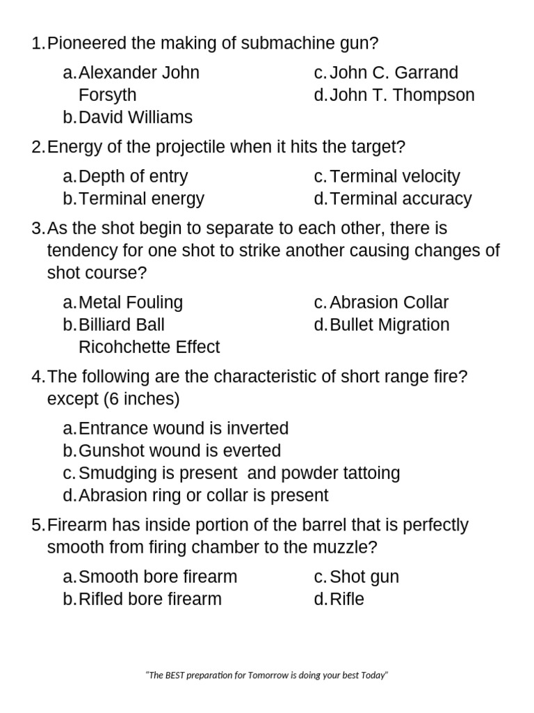 Ballistic Exam 1-50 | PDF | Gun Barrel | Bullet