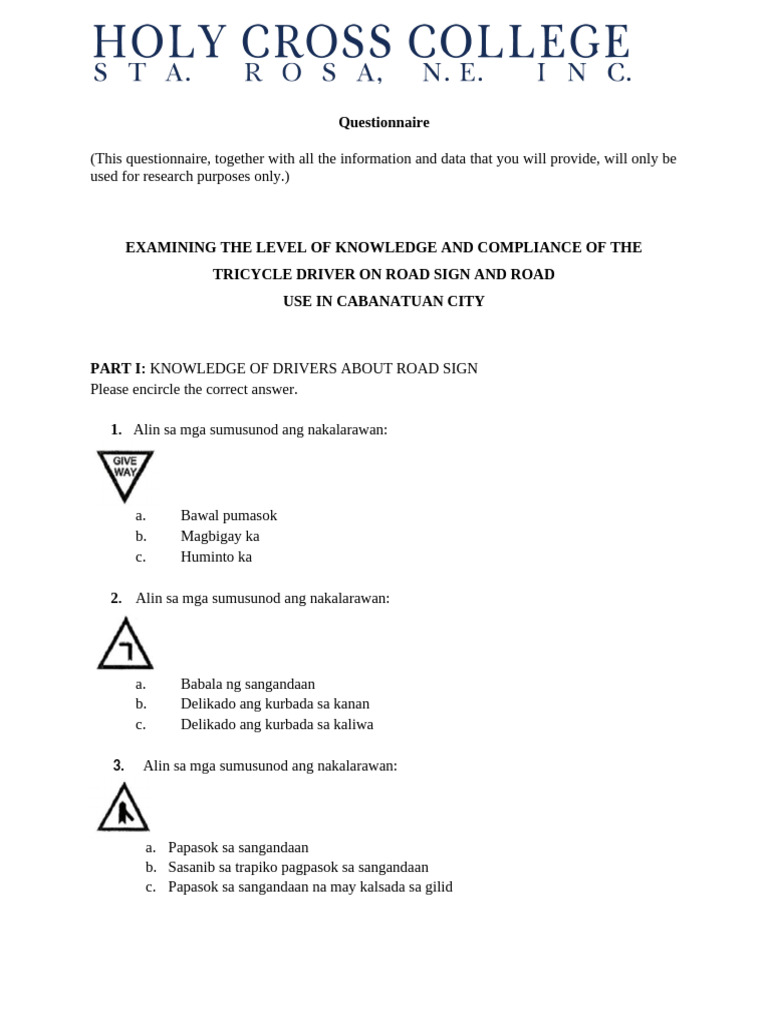 b20 Questionnaire | PDF