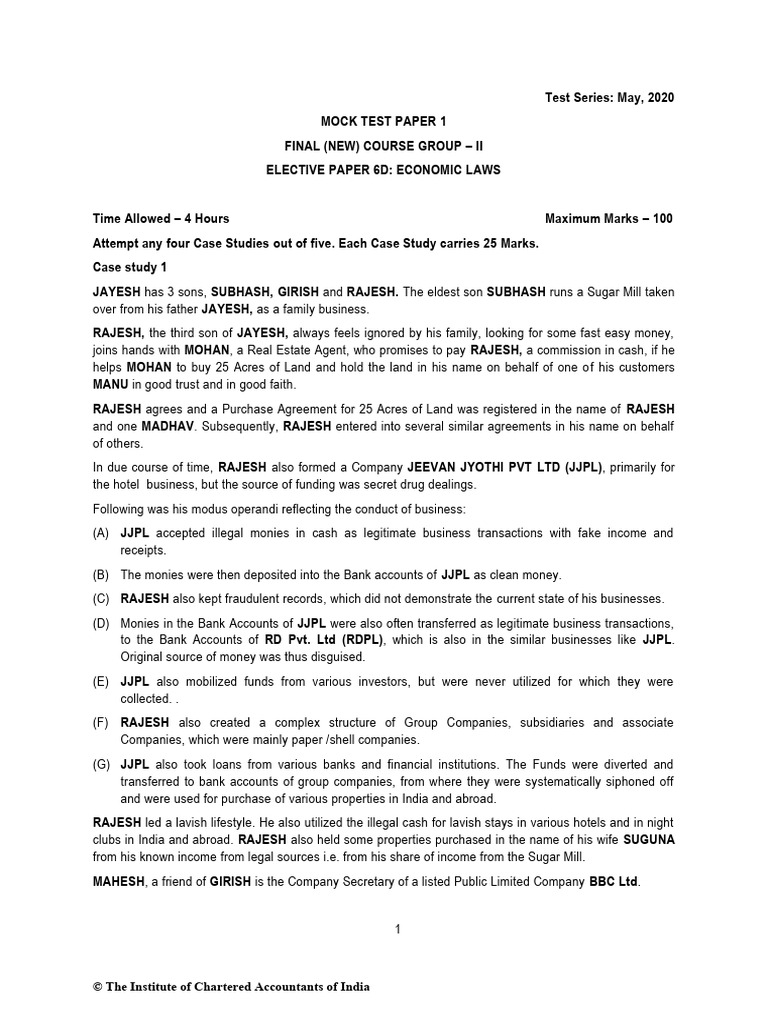 Economic Laws QP - May2020 | PDF | Cheque | Outsourcing