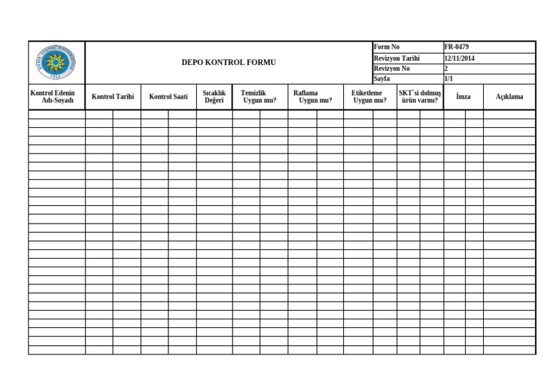 FR-0479-Depo Kontrol Formu | PDF