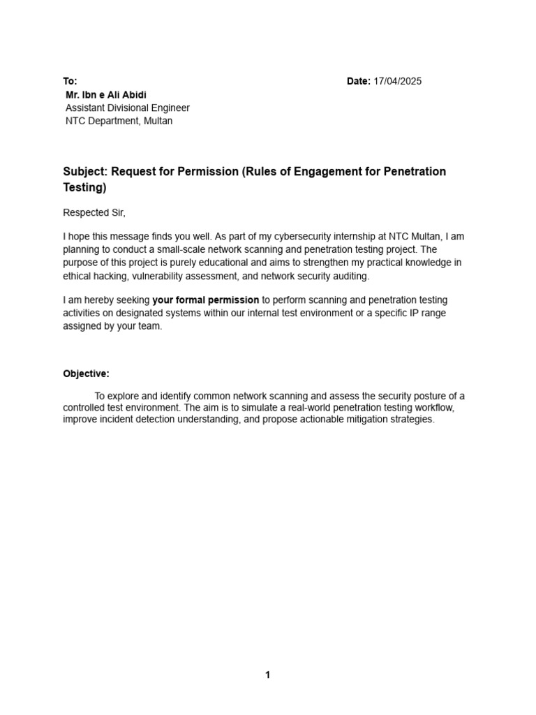 Pentesting Permission Request | PDF | Penetration Test