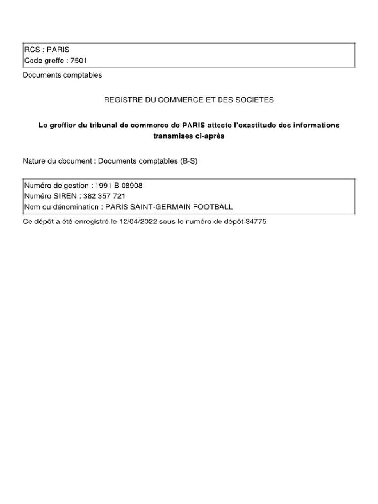Bilan comptable PSG au 30/06/2021 | PDF | Comptabilité analytique ...