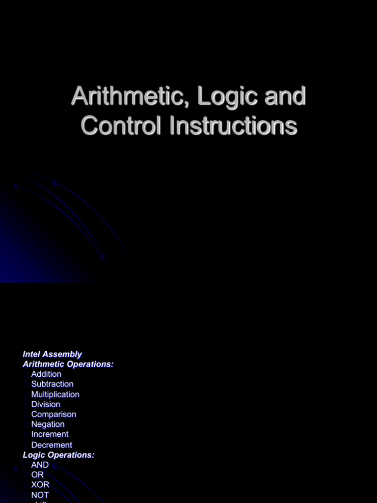 Intel Assembly: Arithmetic & Logic Ops | PDF | String (Computer Science ...