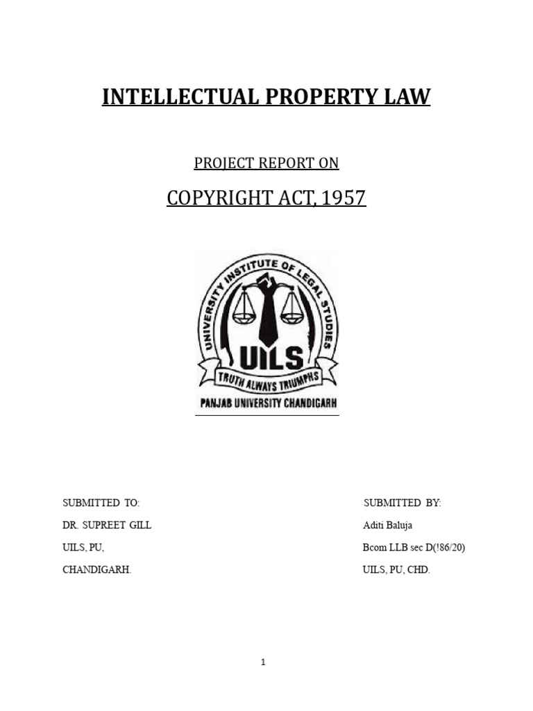 Aditi Baluja's Copyright Act Report | PDF | Copyright | Copyright Law ...