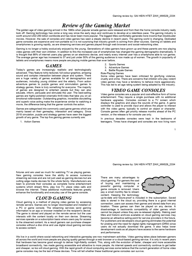 Evolution of the Gaming Market | PDF | Streaming Media | Cloud Computing