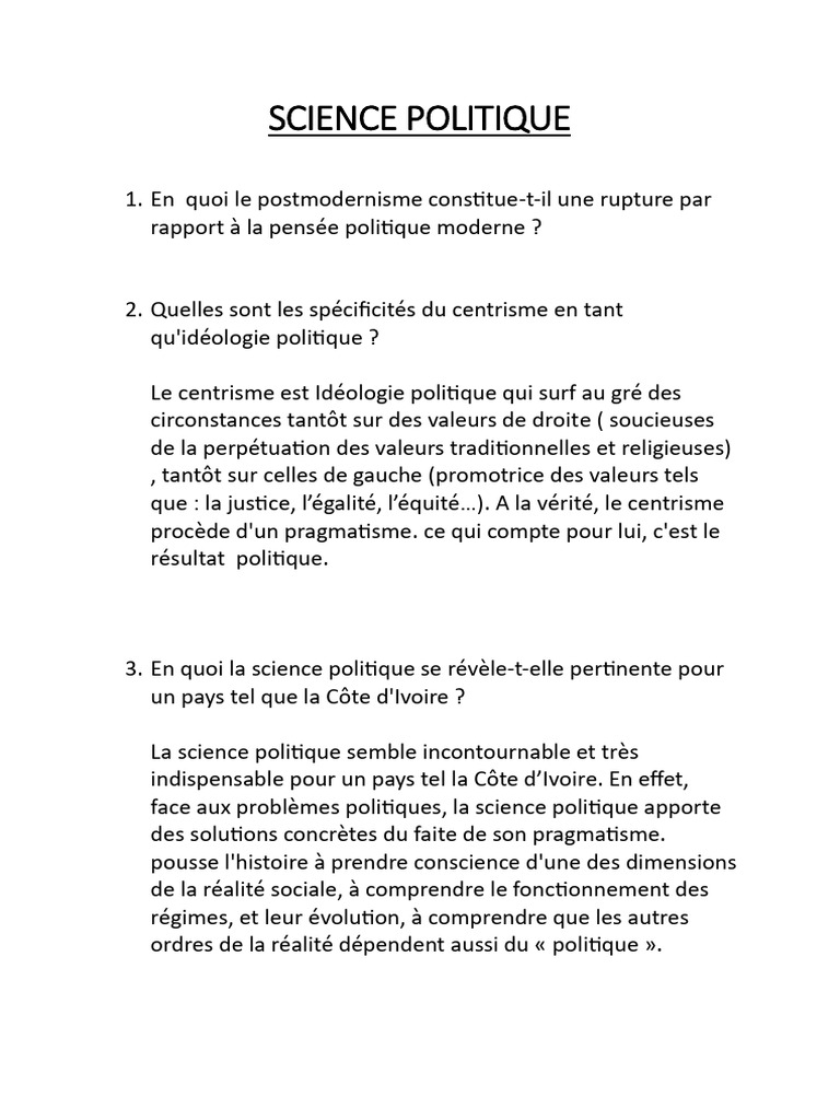 Science politique : concepts clés et enjeux | PDF | Droite (politique ...