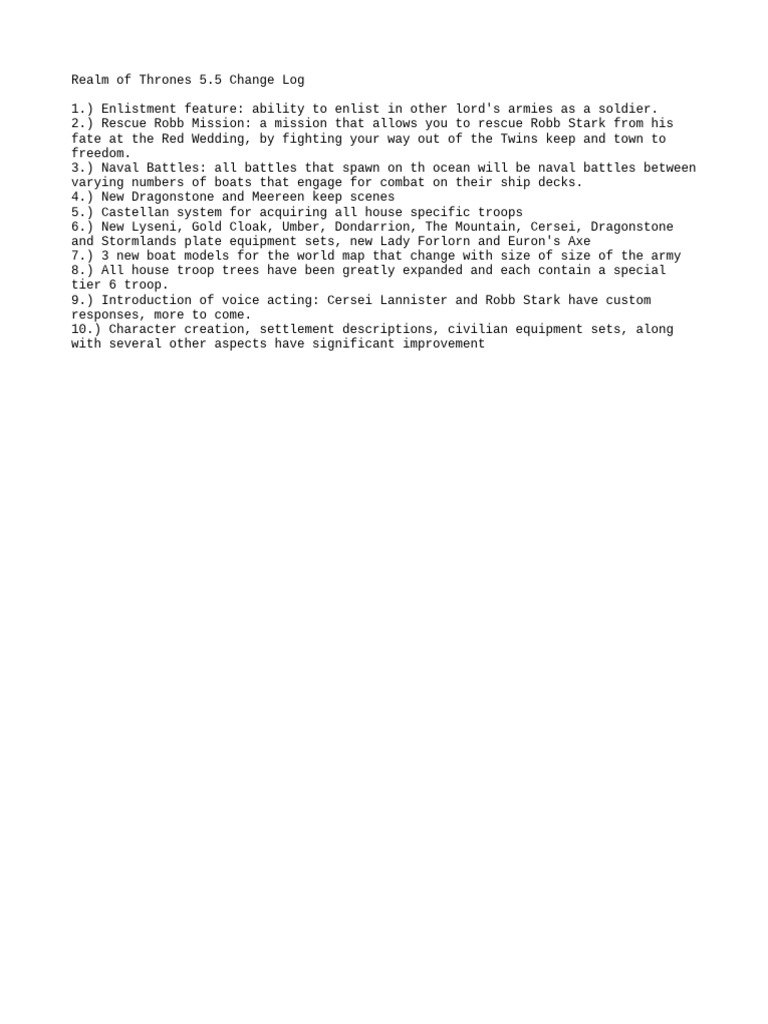ROT 5.5 Change Log | PDF