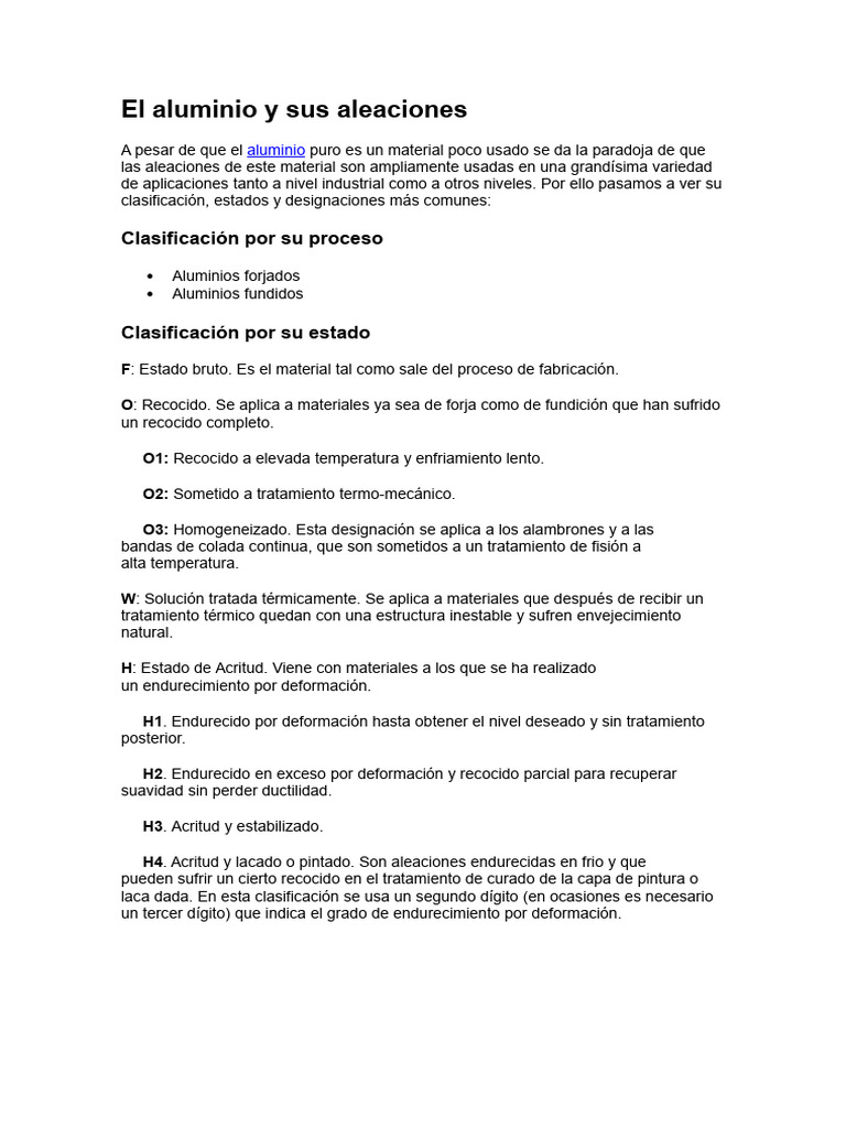 Aleaciones de Aluminio y Acero | PDF | Aleación | Tratamiento a base de ...