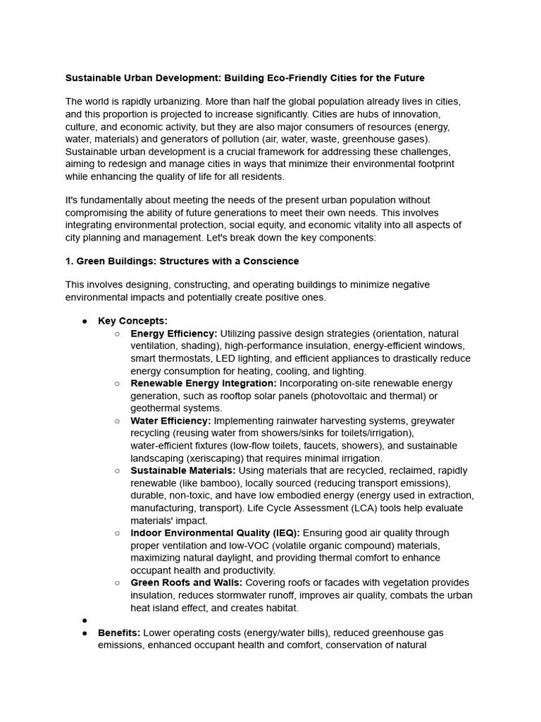 Sustainable Urban Development | PDF | Green Building | Waste Management