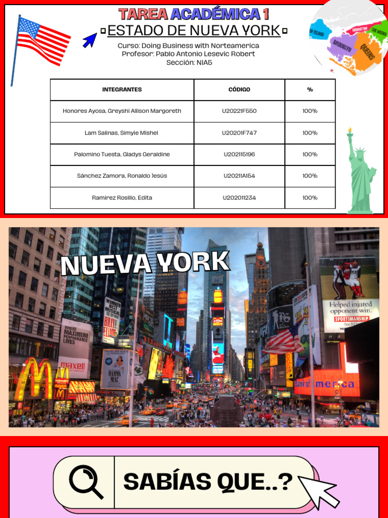 Estado de Nueva York: Tarea Académica 1 | PDF | Nueva York | Perú