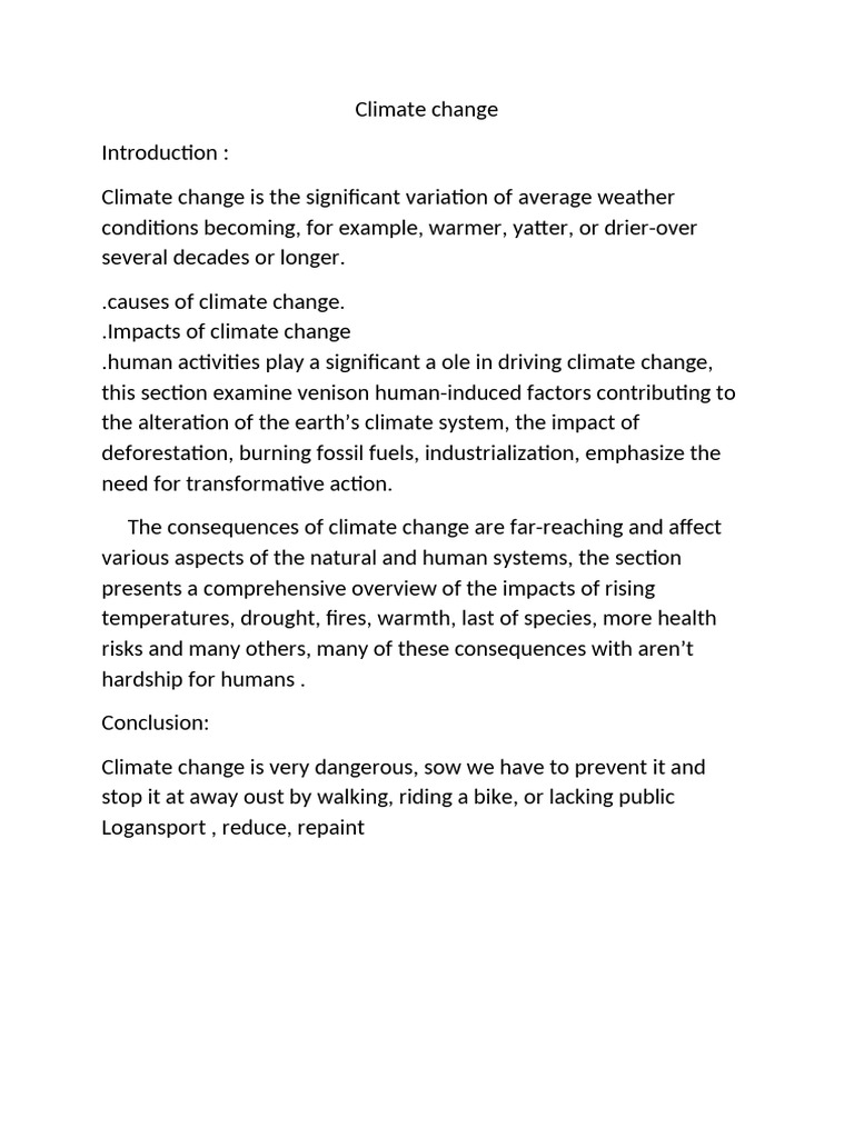 Causes and Impacts of Climate Change | PDF