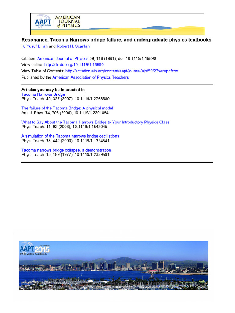 Tacoma Narrows Bridge Failure in Physics | PDF