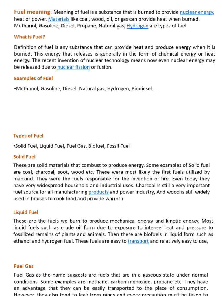 Types and Properties of Fuels Explained | PDF | Fuels | Lubricant
