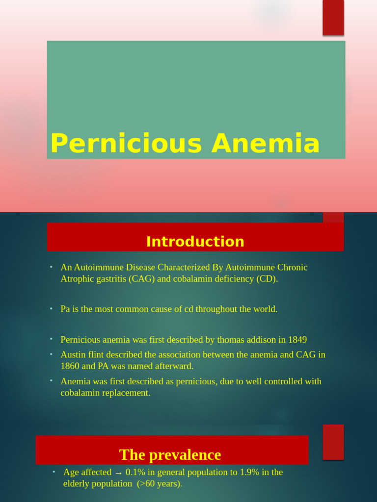 Pernicious Anemia | PDF | Anemia | Vitamin B12