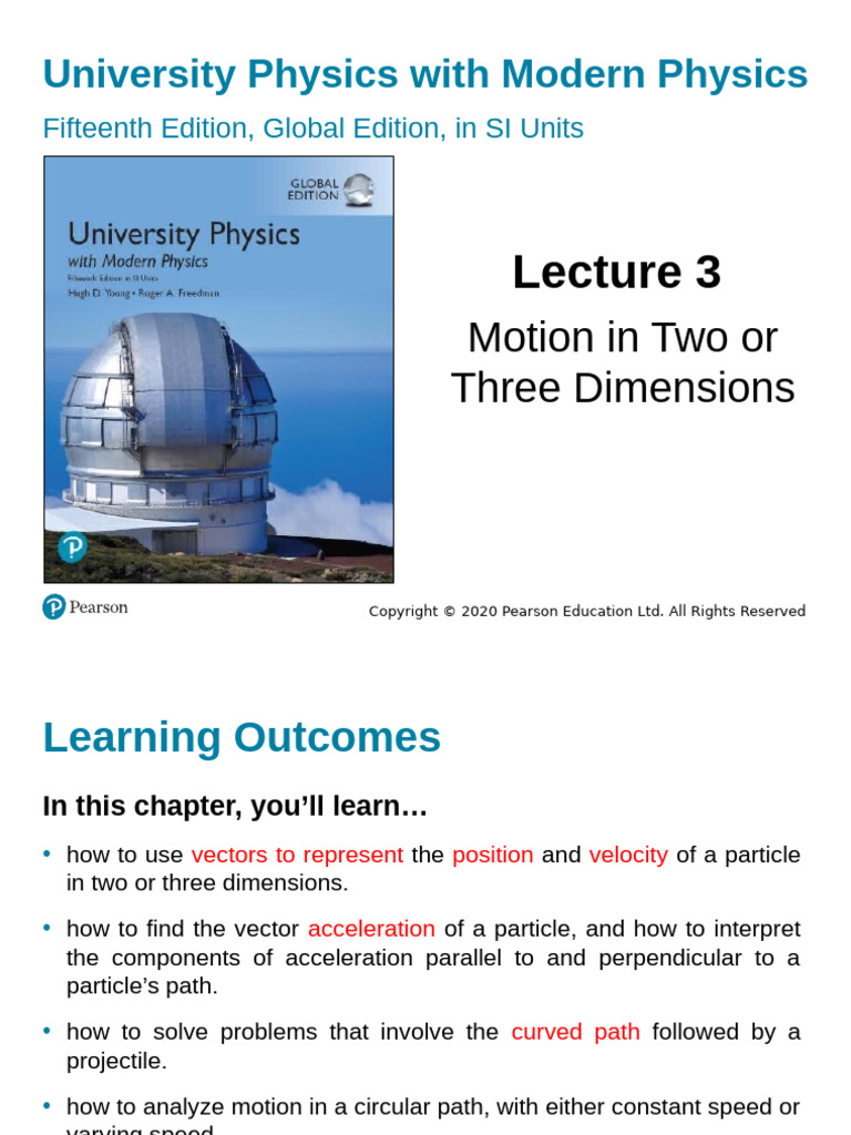 LECTURE 03 Motion in Two or Three Dimensions | PDF | Acceleration ...