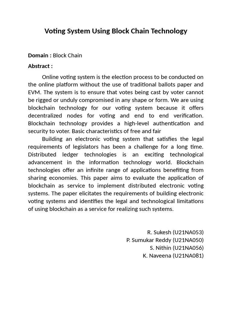 Voting System Using Block Chain Technology | PDF