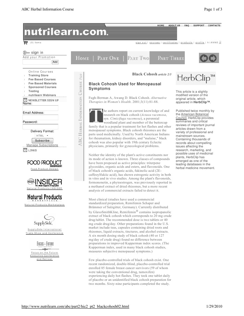 Black Cohosh PDF Medicine Clinical Medicine