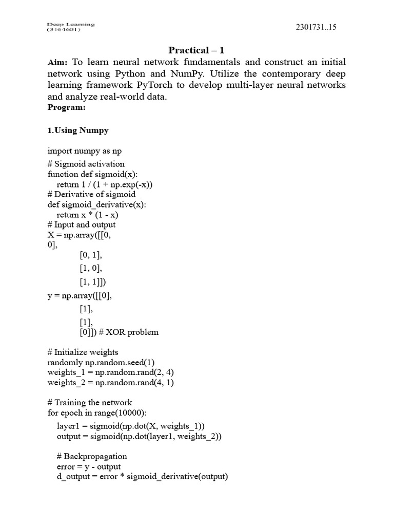Neural Network Basics with Python & PyTorch | PDF | Data Compression ...
