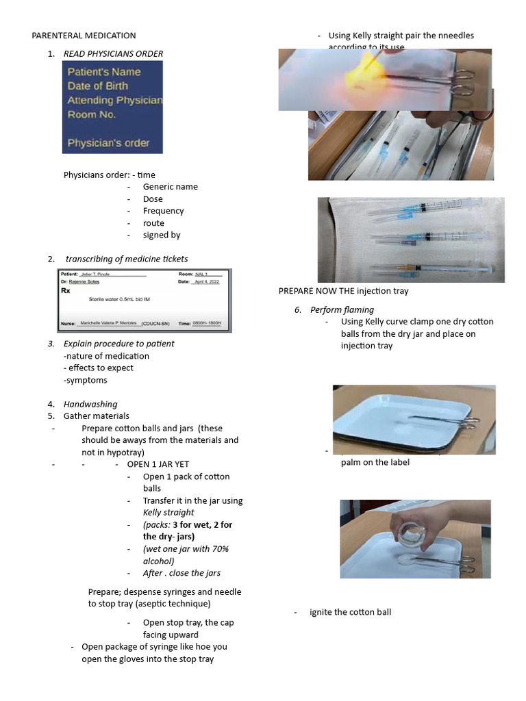 Parenteral Medication Steps | PDF | Injection (Medicine) | Syringe