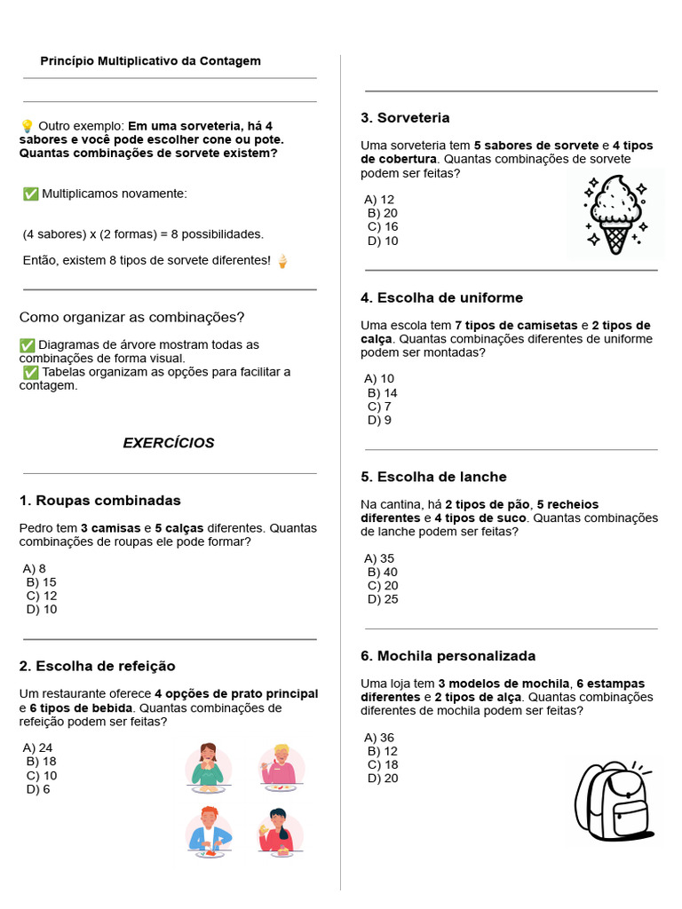 Exercícios de Princípio Multiplicativo | PDF