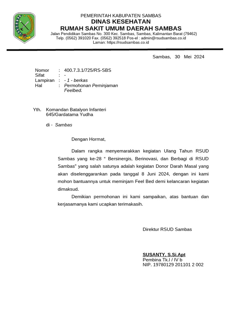 Permohonan Ke Pinjam Felbed | PDF