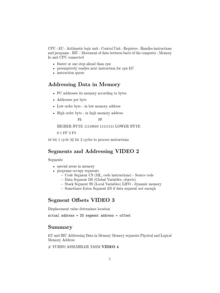Addressing Data in Memory | PDF