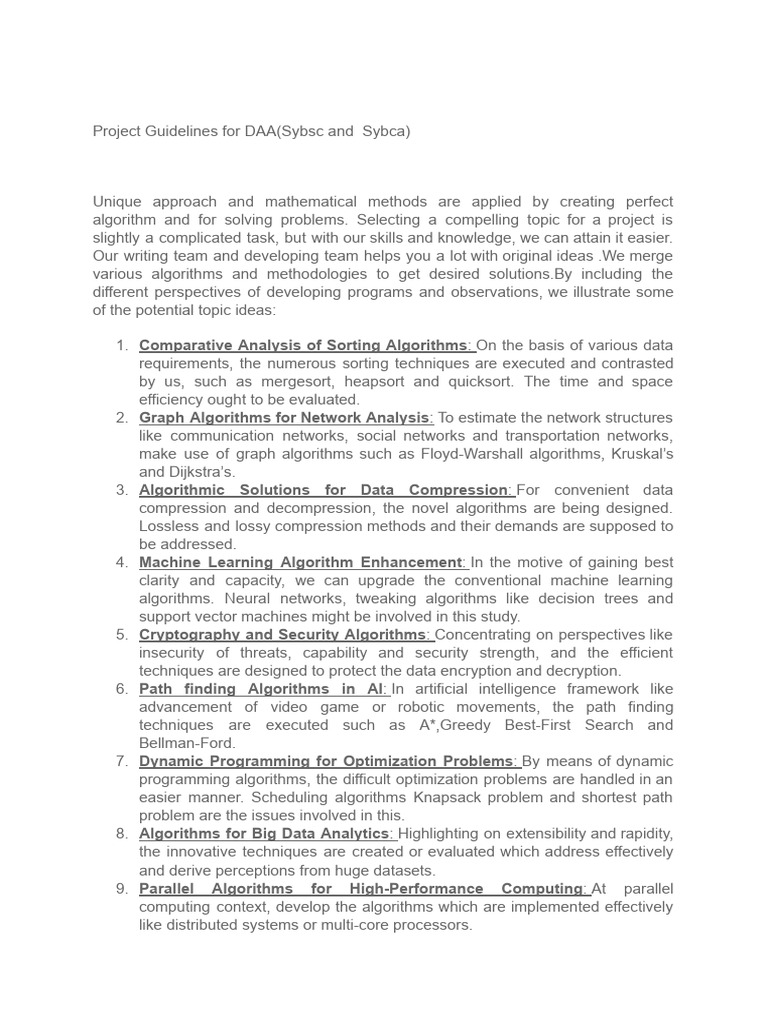 Project Guidelines for DAA.docx | PDF | Data Compression | Artificial ...