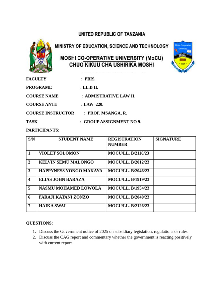Administrative 2 Assignment | PDF