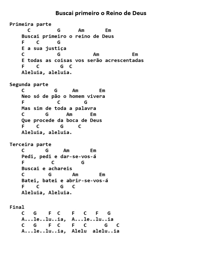 Buscai Primeiro o Reino de Deus | PDF